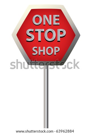 a single sign saying  one stop shop on a white background