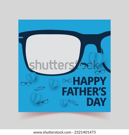 ather's Day poster, Father's Day in flat lay styling, Promotion and shopping template for love dad, banner template with necktie and gift box on blue background