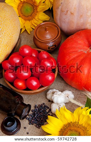 Autumnal yield of vegetables still life