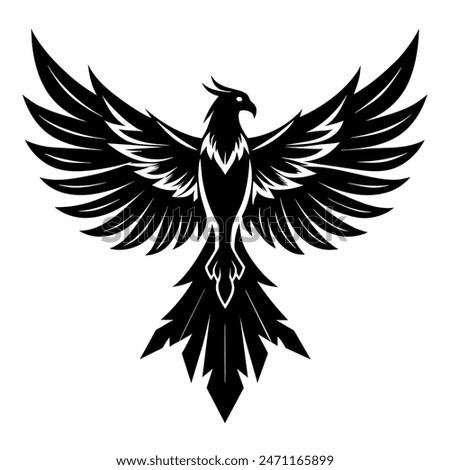 Silhouette flying eagle logo illustration, animal phoenix bird logo graphic element, icon design