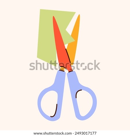 Isolated open scissors symbol. Scissors cutting paper, scissoring, shear concept.kid scissors sign.Hand drawn Vector illustration EPS 10.