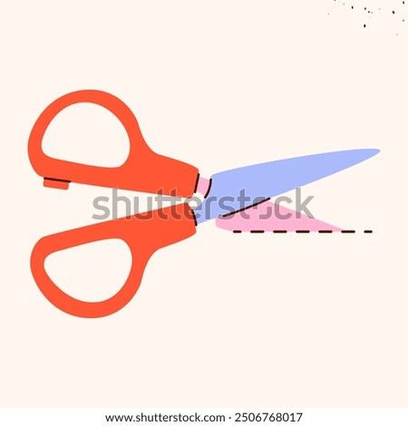 Isolated open scissors symbol. Scissors cutting paper,scissoring, shear concept.kid scissors sign.Hand drawn Vector illustration EPS 10