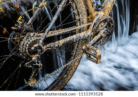 Similar – Image, Stock Photo dirty bicycle with water bottle