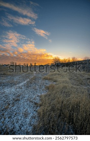 Similar – Image, Stock Photo Empty smooth frozen winter road with ice snow after storm