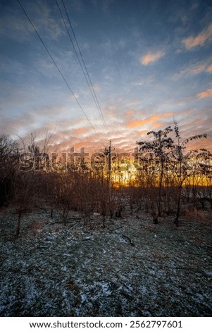 Similar – Image, Stock Photo Empty smooth frozen winter road with ice snow after storm