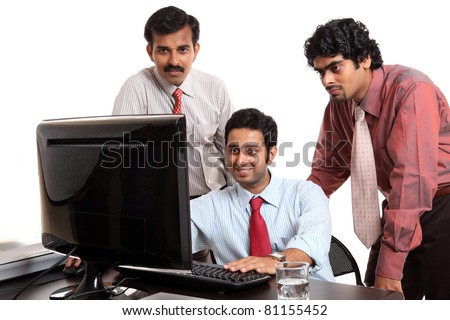 Indian young business people in office isolated on white