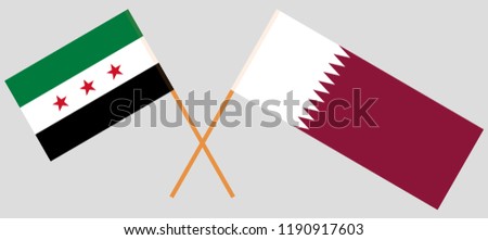 Qatar and Syria. The Qatari and Syrian National Coalition flags. Official colors. Correct proportion. Vector illustration