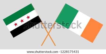 Syria opposition and Ireland. The Syrian National Coalition and Irish flags. Official colors. Correct proportion. Vector illustration