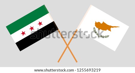 Syria and Cyprus. The Syrian National Coalition and Cyprian flags. Official proportion. Correct colors. Vector illustration