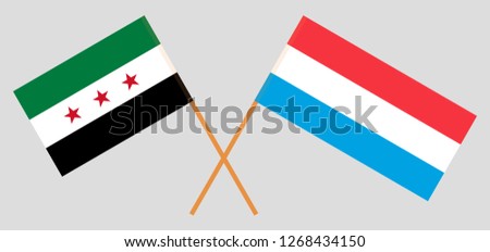 Syria opposition and Luxembourg. The Luxembourgish and Syrian National Coalition flags. Official proportion. Correct colors. Vector illustration