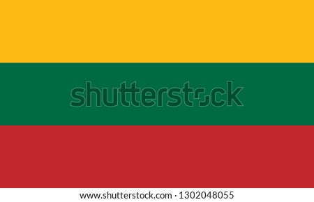 National and civil flag of Lithuania. Official colors. Correct proportion. Vector illustration