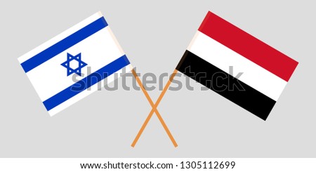 Yemen and Israel. The Yemeni and Israeli flags. Official colors. Correct proportion. Vector illustration Stok fotoğraf © 