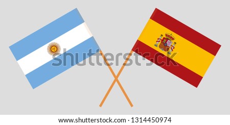 Argentina and Spain. The Argentinean and Spanish flags. Official colors. Correct proportion. Vector illustration