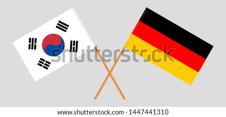 South Korea and Germany. Crossed Korean and German flags