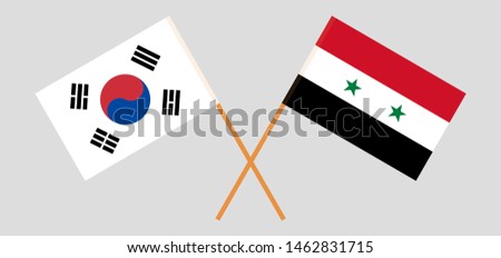 South Korea and Syria. Crossed Korean and Syrian flags