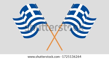 Crossed and waving flags of Greece