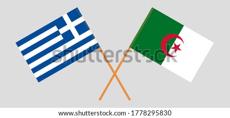 Crossed flags of Algeria and Greece