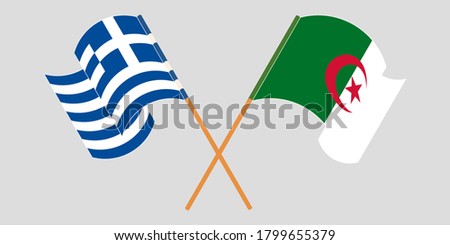 Crossed flags of Algeria and Greece