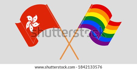 Crossed flags of Hong Kong and LGBTQ