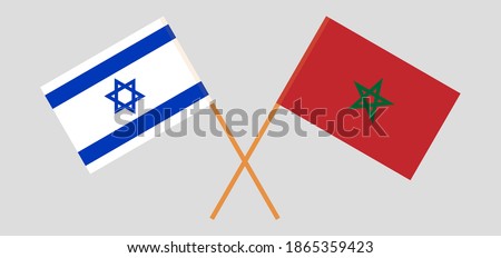 Crossed flags of Israel and Morocco