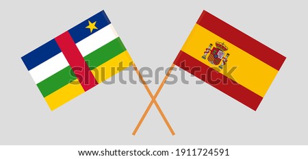 Crossed flags of Central African Republic and Spain