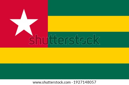 Togo flag. Official colors. Correct proportion. Vector illustration