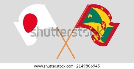 Crossed and waving flags of Japan and Grenada. Vector illustration
 Foto stock © 