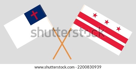 Crossed flags of christianity and the District of Columbia. Official colors. Correct proportion. Vector illustration
