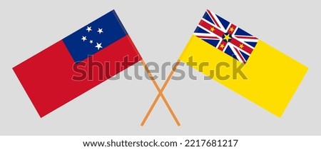 Crossed flags of Samoa and Niue. Official colors. Correct proportion. Vector illustration
