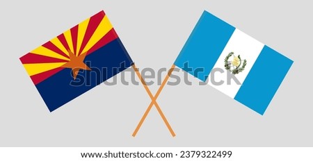 Crossed flags of the State of Arizona and Guatemala. Official colors. Correct proportion. Vector illustration
