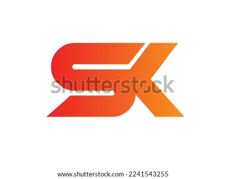 SK letter logo design. Lettering design. SK logo. S letter. K logo. Premium. vecto