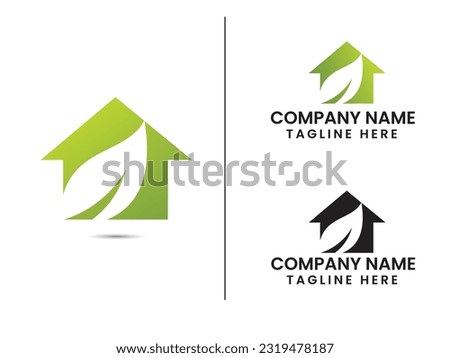 Natural house logo. Eco home logo design. Leaf home. Care. Real estate. Business. Green leaf. Creative logo. Finance