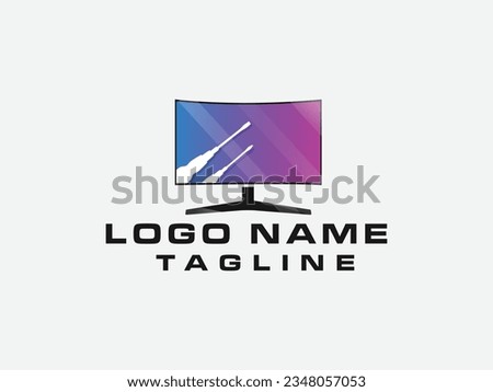 Computer monitor repair shop. Repair Monitor logo design. Tv vector art. Digital. Business. Monitor logo. Servicing. Technology