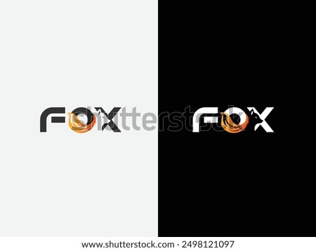 Wolf text logo design template. Creative business template. Fox wordmark logo design. Fox tail with o letter. Fox X letter logo design with a gradient color