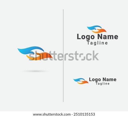 Hand care logo design. Colorful hand vector design. Patnership business logo design with hand. People care with hand logo.