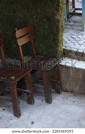 Similar – Image, Stock Photo two abandoned camping chairs with towel