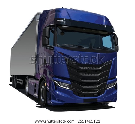 modern dark blue truck art auto realistic new design box heavy cargo sell car big large poster banner logo sign icon symbol identity power road work man driver front view vector cargo white motor
