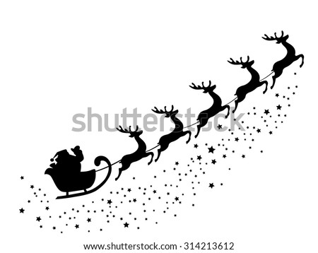 vector illustration of Santa Claus flying with deer