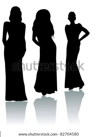 Vector Three Women Silhouettes With Reflection - 82704580 : Shutterstock