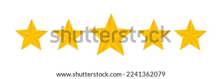 Vector illustration of Golden 5 Star rating icon isolated