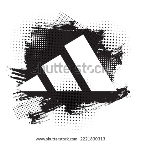 logo vector dirty brush paint ink grunge retro halftone black white pattern isolated white background template
