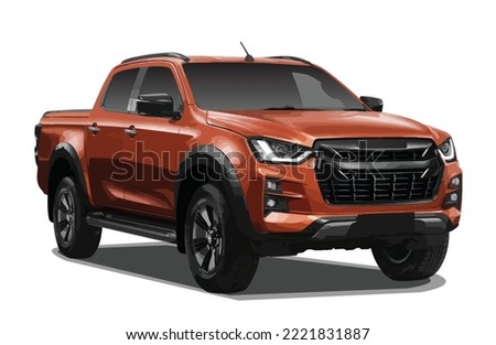 car design 3d vector orange truck modern template element isolated white background