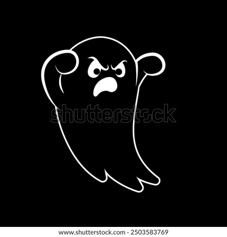 Hand drawn illustration of funny ghost. Cute isolated illustration of ghost for Halloween design