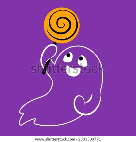 Hand drawn illustration of funny ghost. Cute isolated illustration of ghost for Halloween design