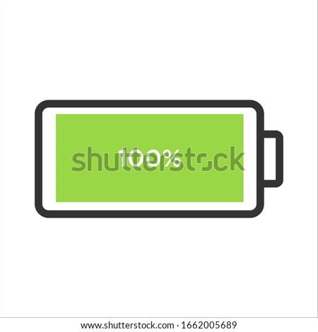 Full 100 % percent battery icon Vector modern flat style energy power concept eps 10