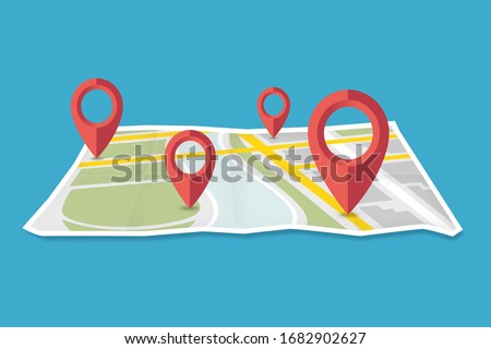 We have moved navigation map with pionters vector graphic design eps 10
