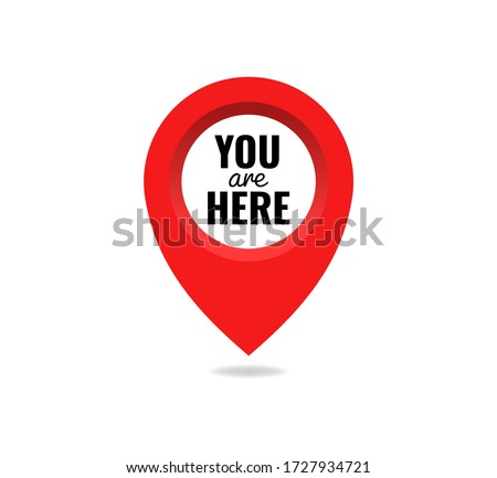 You are here sign icon mark location pointer pin. Destination point concept. Pin position marker design vector illustration eps 10