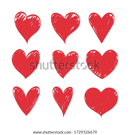 Doodle hearts, set of hand drawn love heart collection. Vector illustration eps 10