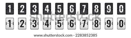Flip clock number set. Countdown numbers flip counter set. Retro style flip clock. 