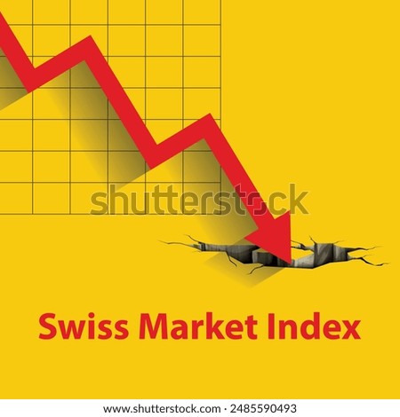 Swiss Market Index crash , stock market crash and bear market concept. SIX Swiss Exchange in Switzerland. 